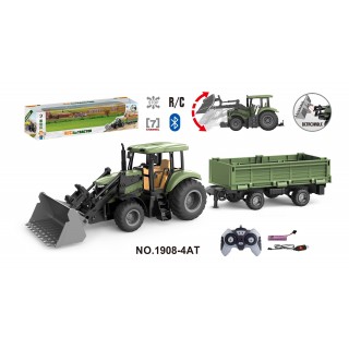Zelený traktor s prívesom R/C 1:20
