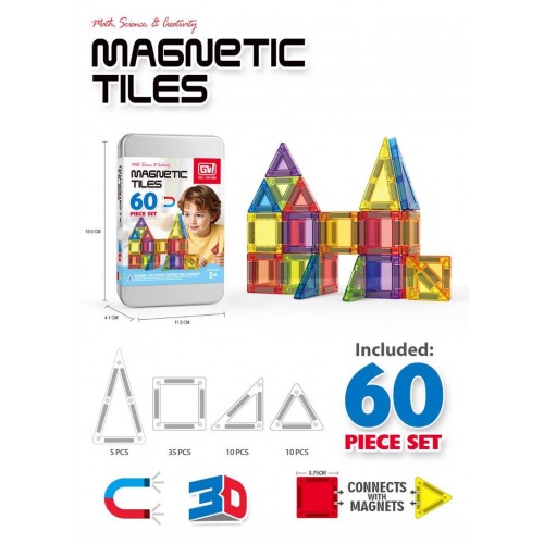 Sada magnetických tehličiek 60el. + krabica