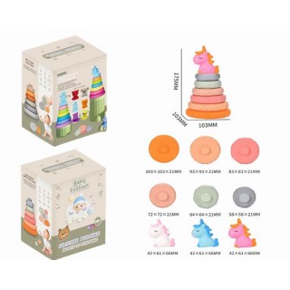 Mäkká farebná senzorická pyramída Unicorn