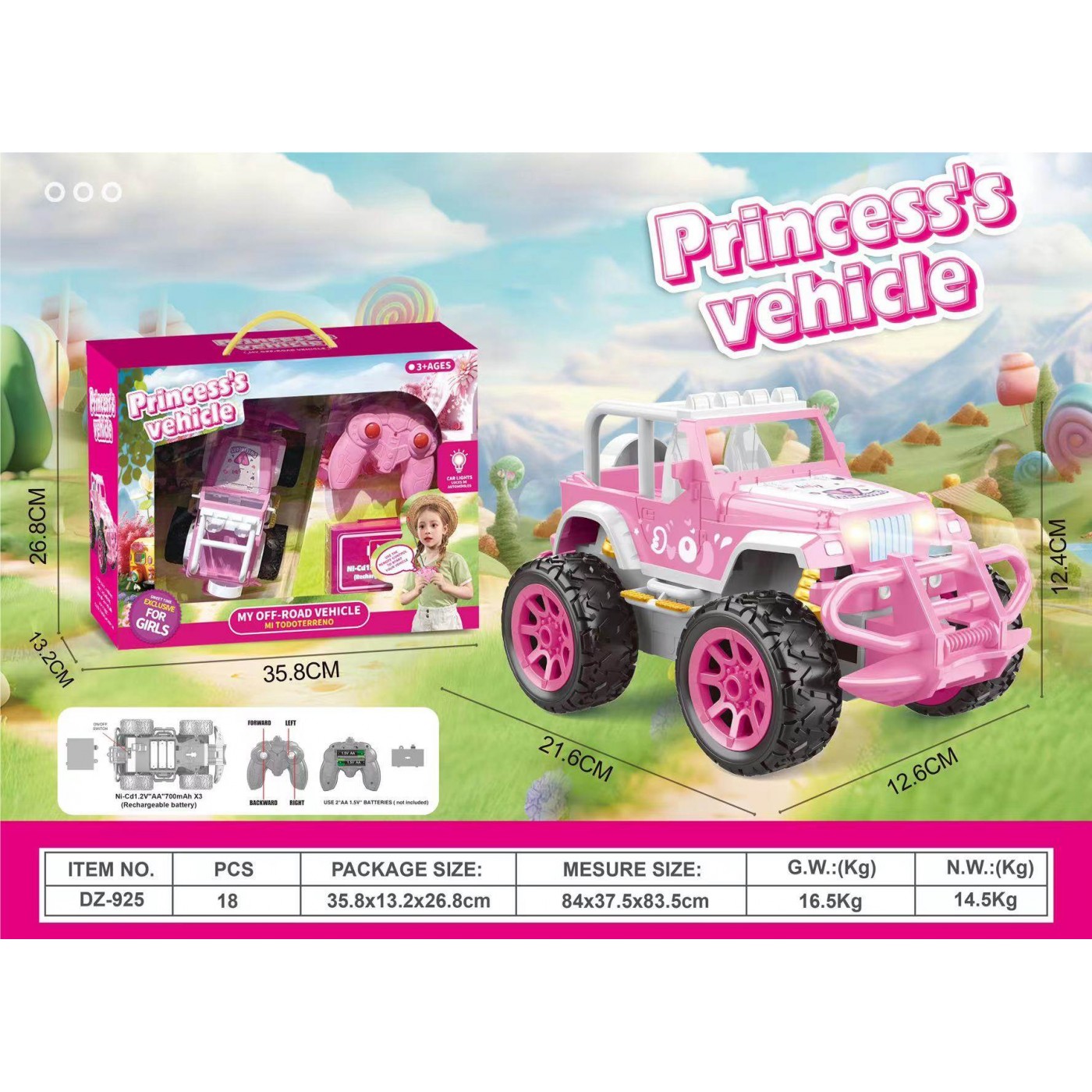 Ružové princezné Terénne vozidlo R/C
