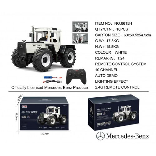 Traktor biely 1:24 s diaľkovým ovládaním Mercedes Benz