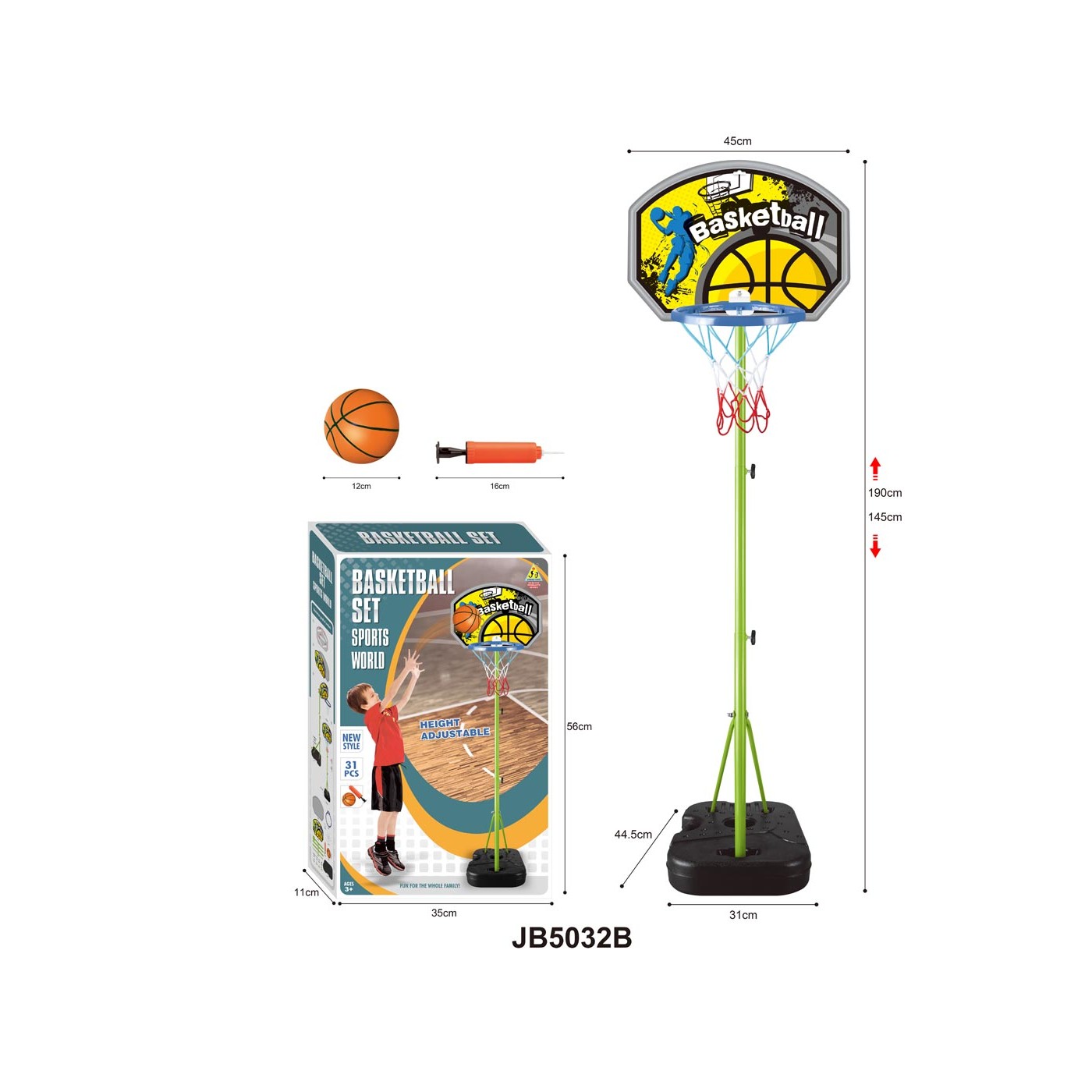 Zelená basketbalová sieť s nastavením + príslušenstvo
