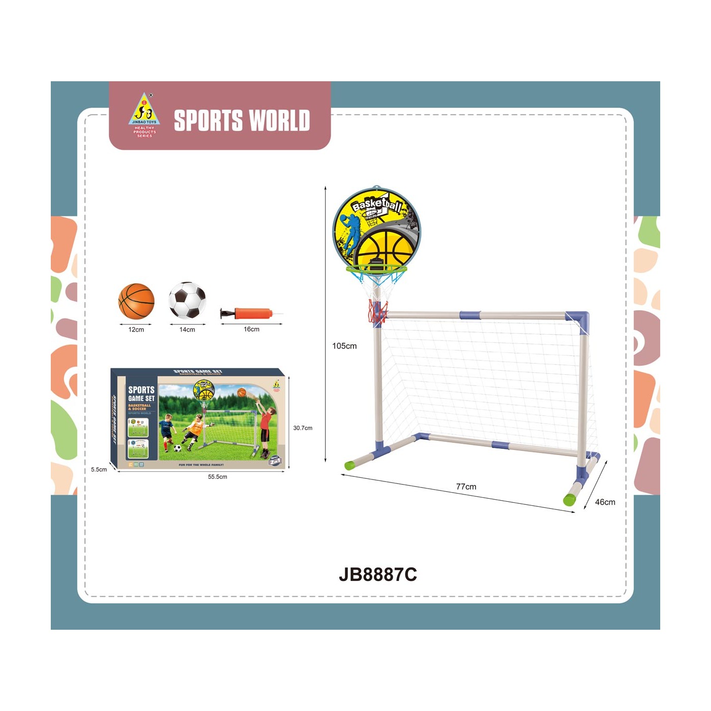 Súprava košov a bránky 2 v 1 + príslušenstvo