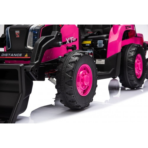 Traktor XT60 s prívesom ružový