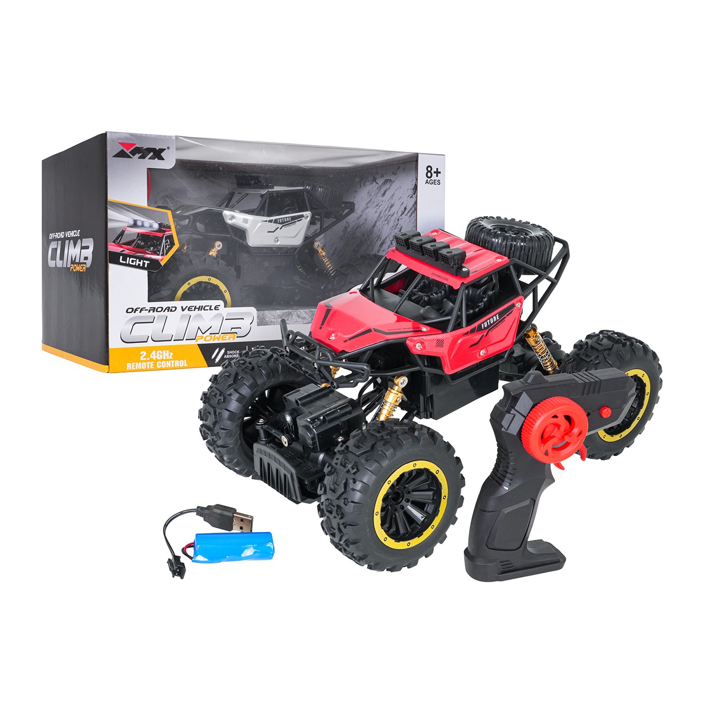 R/C pásový model 1:18 CLIMB POWER červený