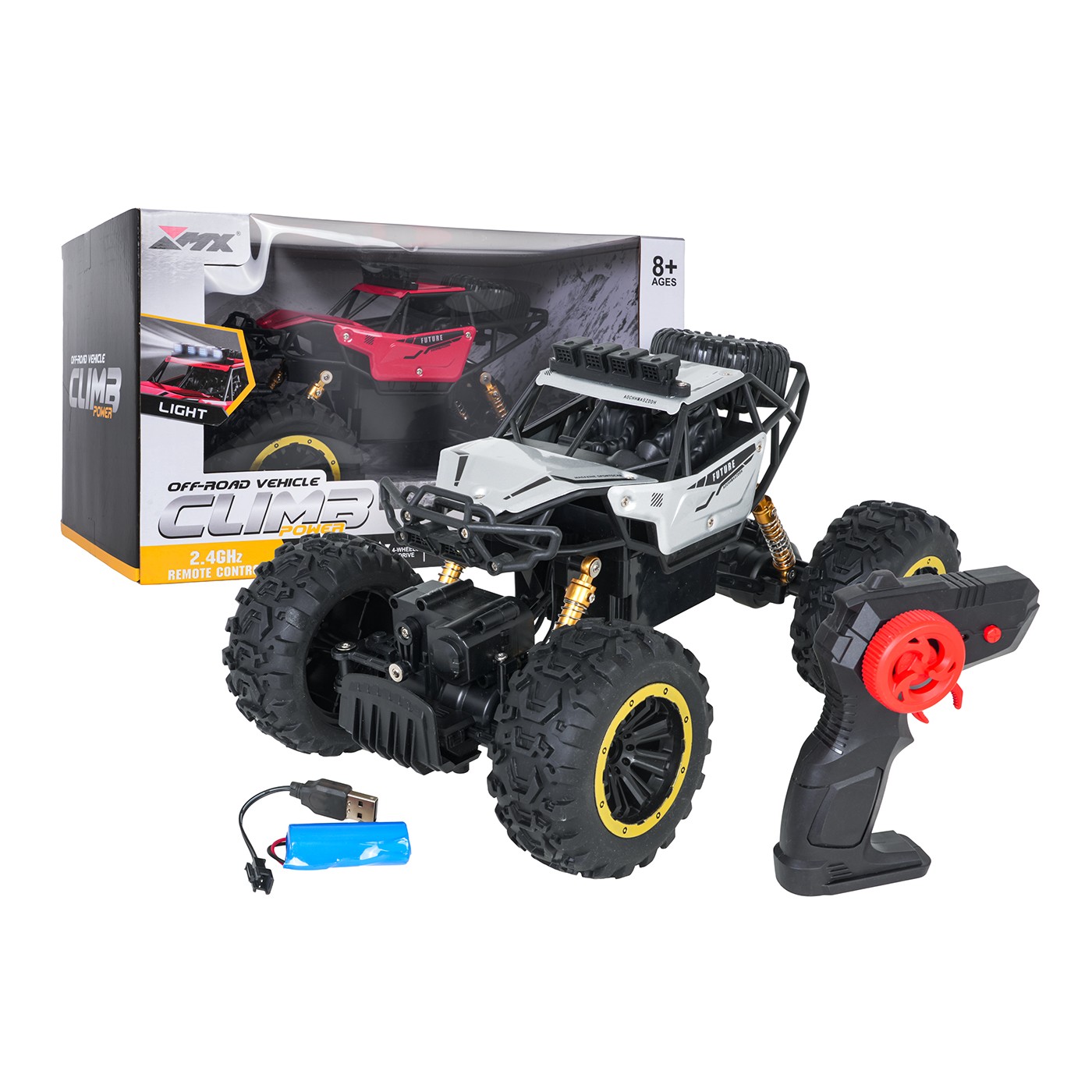 R/C pásový model 1:18 CLIMB POWER strieborný