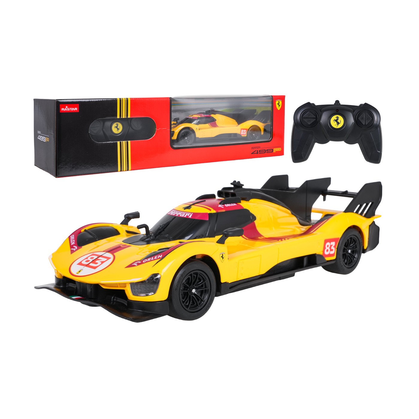 Rádiové auto 1:24 Ferrari 499P-N83 Žlté RASTAR