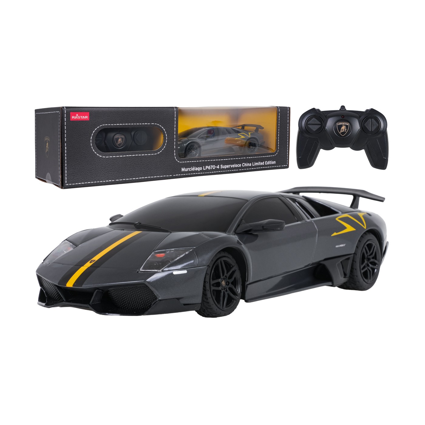 Rádiové auto 1:24 Murcielago LP670-4 Superveloce Gray RASTAR