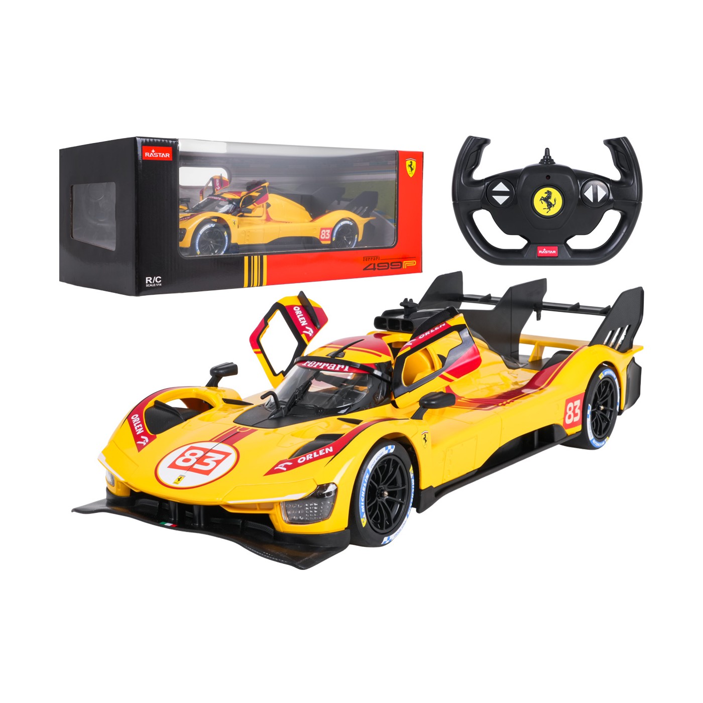 R/C auto 1:14 Ferrari 499P žlté RASTAR