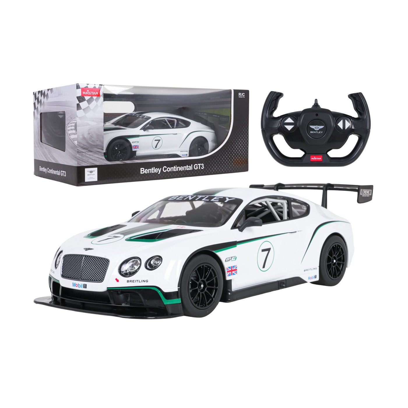 Rádiové auto 1:14 Bentley Continental GT3 biele RASTAR