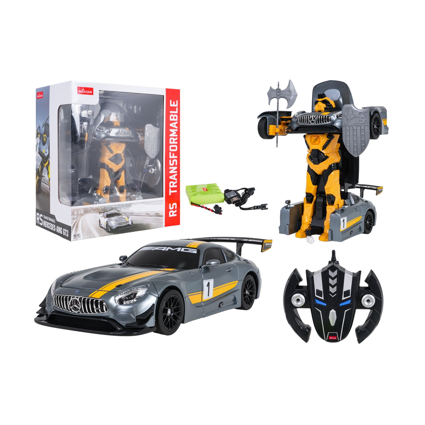 Auto/Robot 2v1 R/C 1:14 Mercedes-AMG GT3 sivý RASTAR