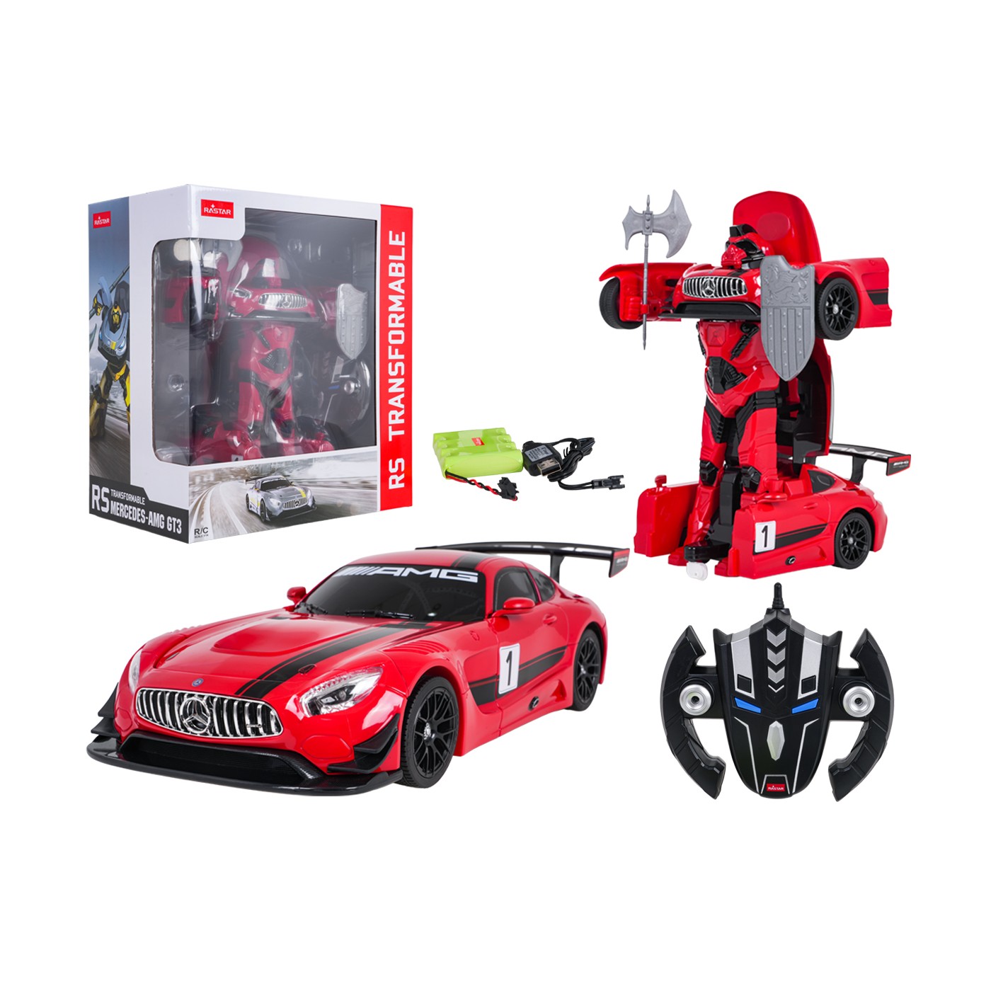 Auto/Robot 2v1 R/C 1:14 Mercedes-AMG GT3 Červený RASTAR