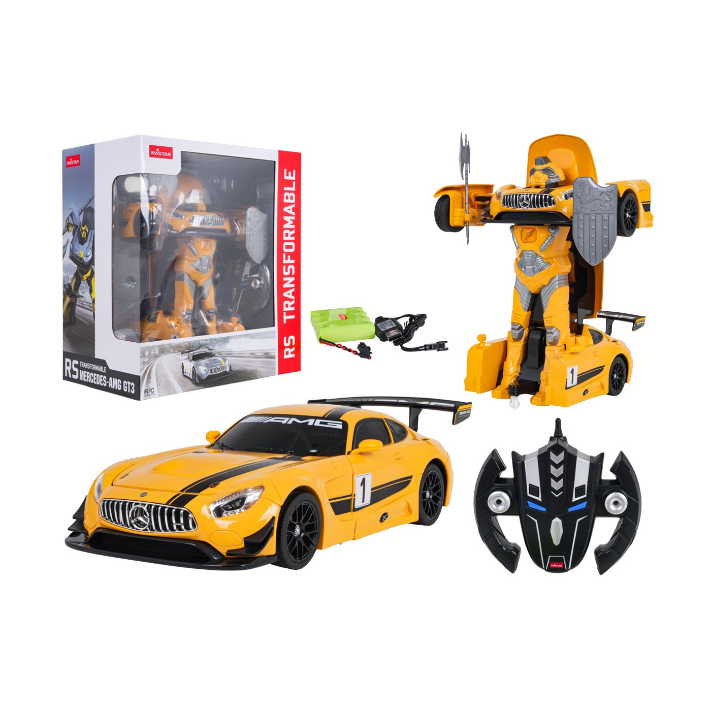 Auto/Robot 2v1 R/C 1:14 Mercedes-AMG GT3 žltý RASTAR