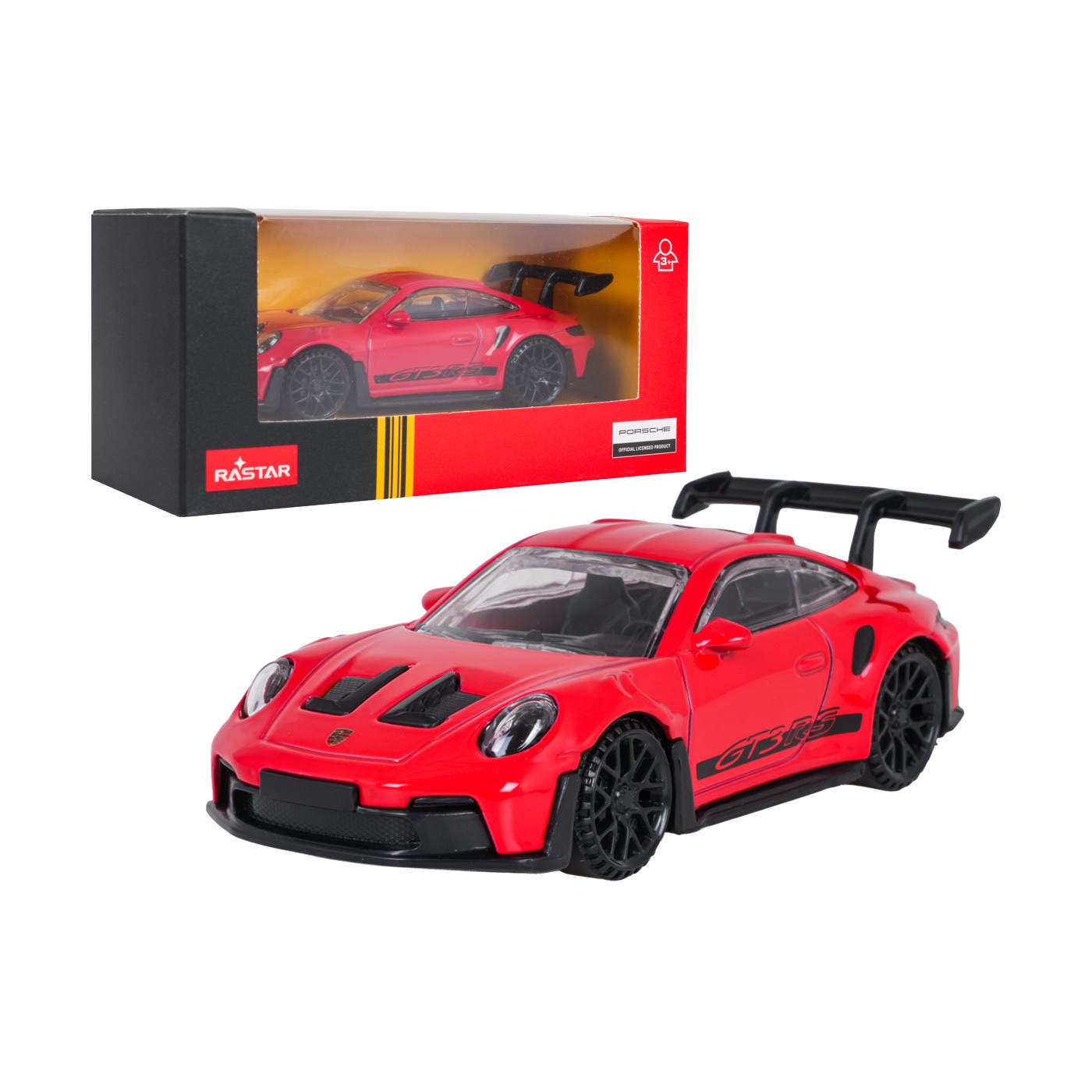 Kovové auto 1:43 Porsche 911 GT3 RS červené RASTAR