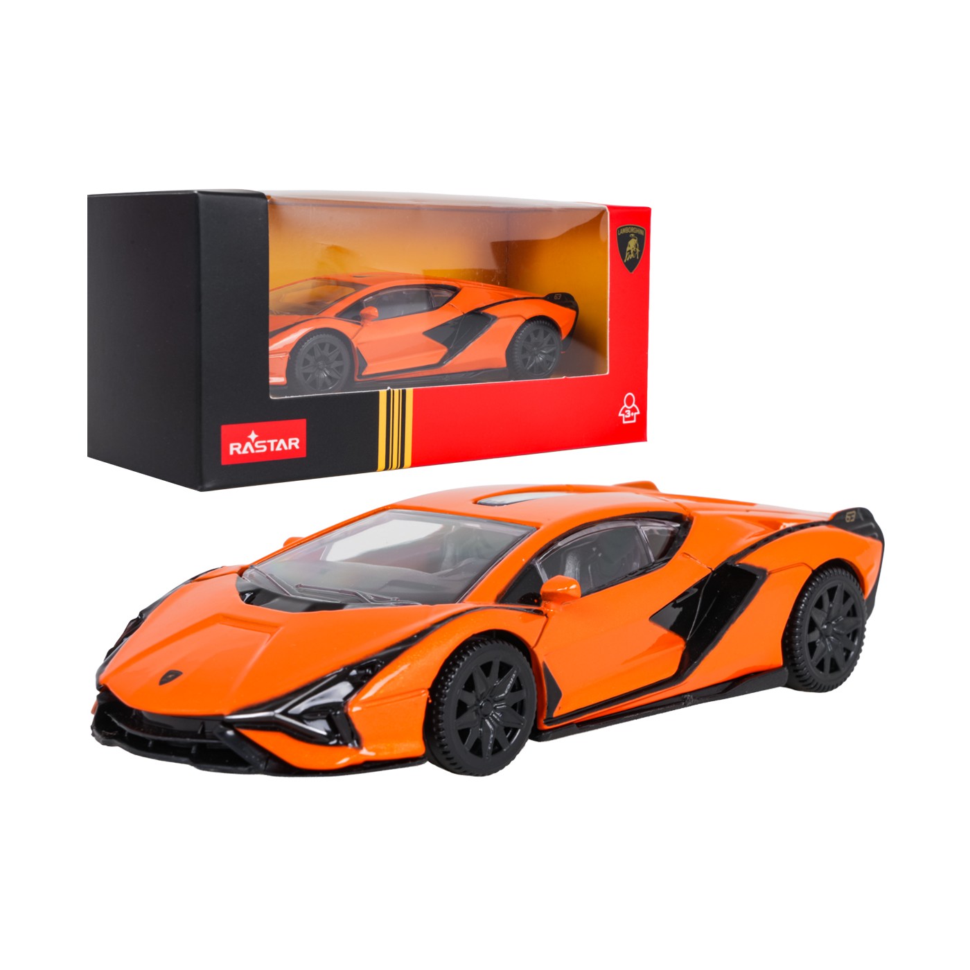 Kovové auto 1:43 Lamborghini Sian Orange RASTAR
