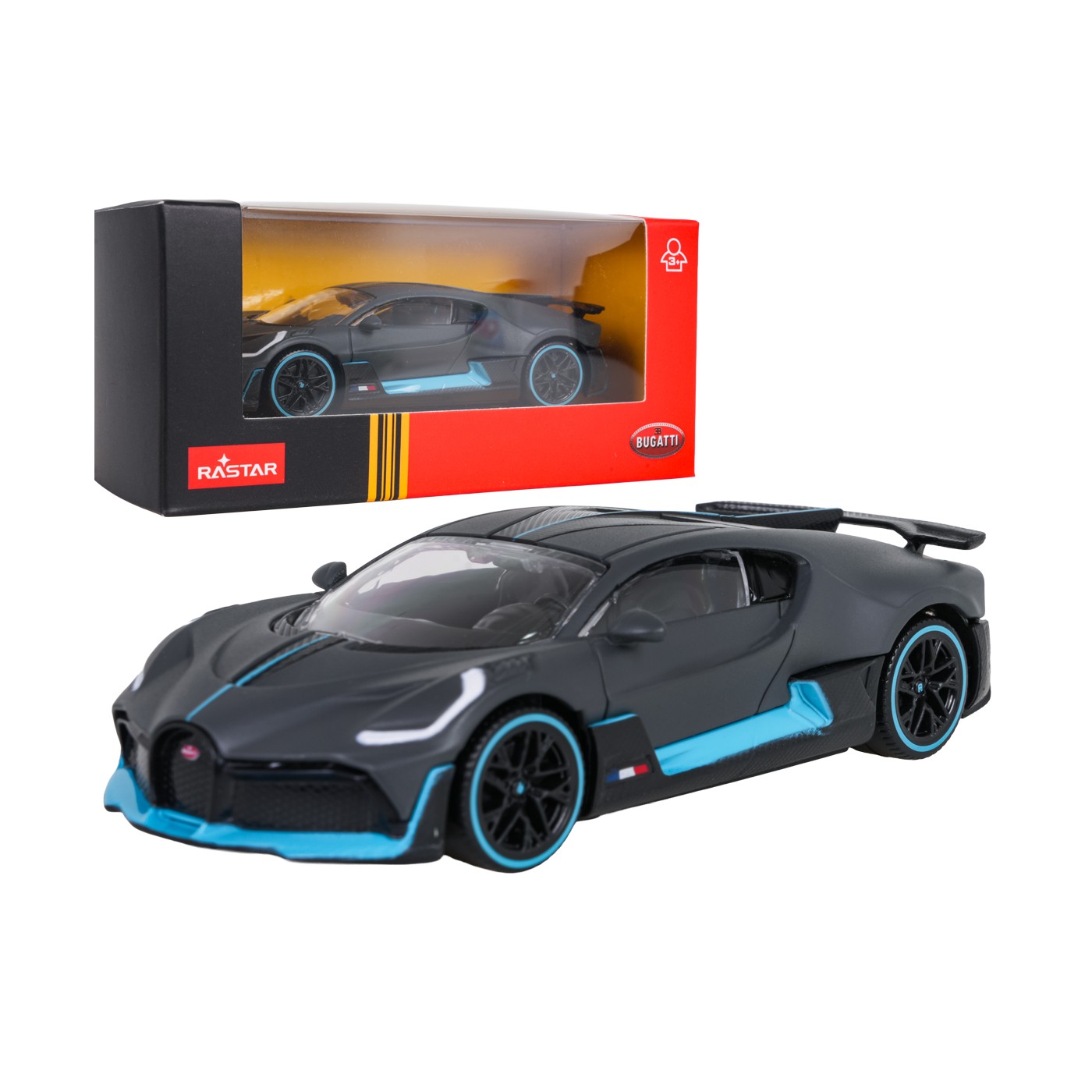 Kovové auto 1:43 Bugatti Divo Grey RASTAR
