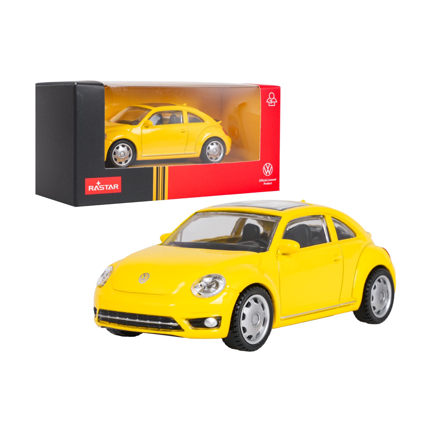Kovové auto 1:43 Volkswagen Beetle žltý RASTAR