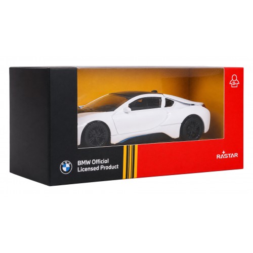 Kovové auto 1:43 BMW i8 bielej farby RASTAR