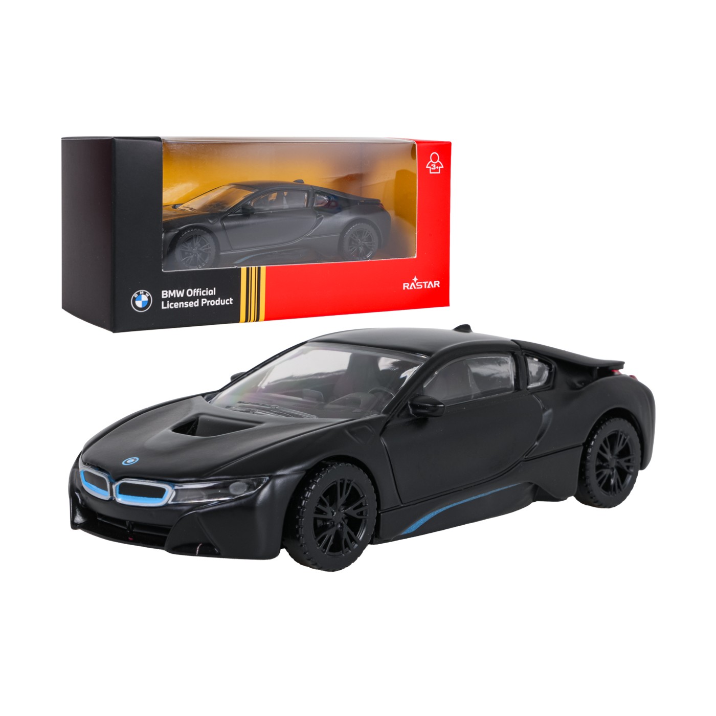 Kovové auto 1:43 BMW i8 čierne RASTAR