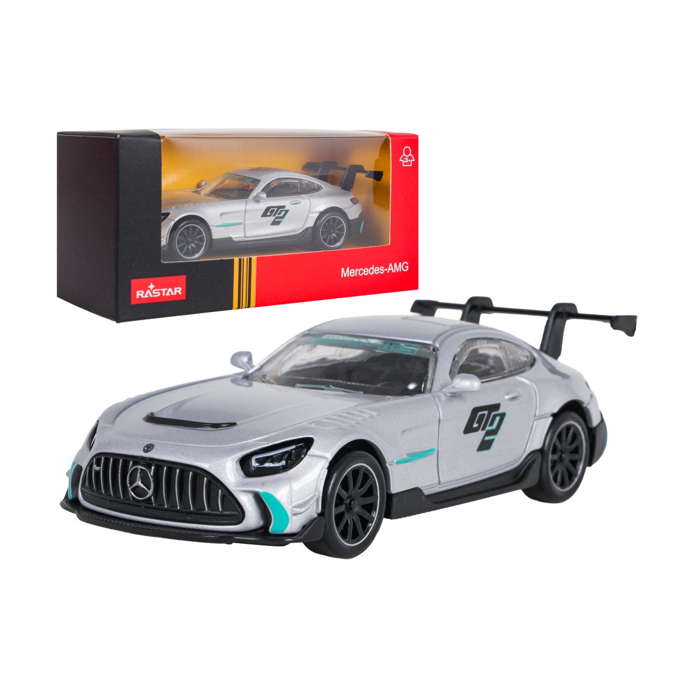Kovové auto 1:43 Mercedes-AMG GT2 strieborné RASTAR