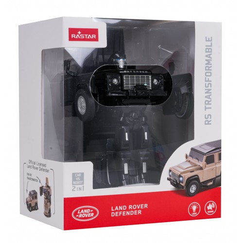 Kovové auto/robot 2v1 1:32 Land Rover Defender čierny RASTAR