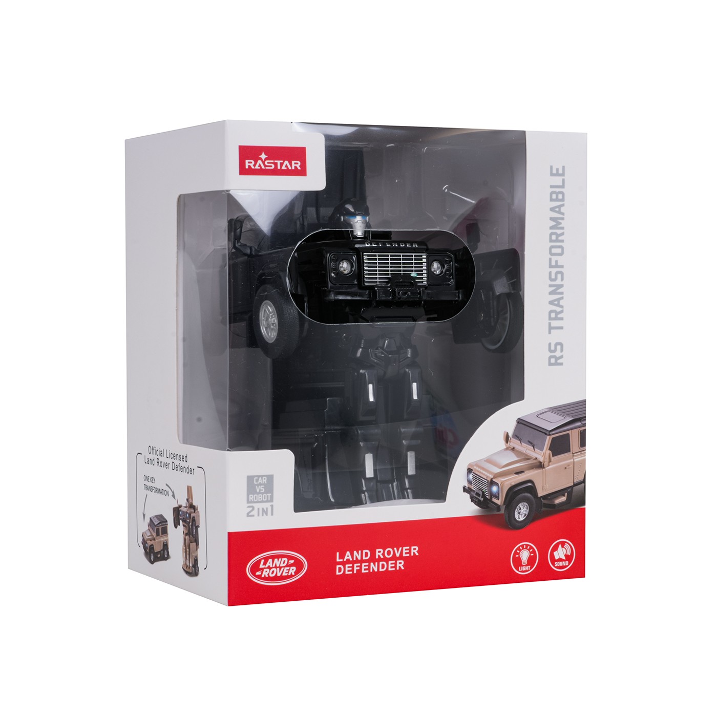 Autíčko/robot 2 v 1 v mierke 1:32 Land Rover Defender, čierny, RASTAR