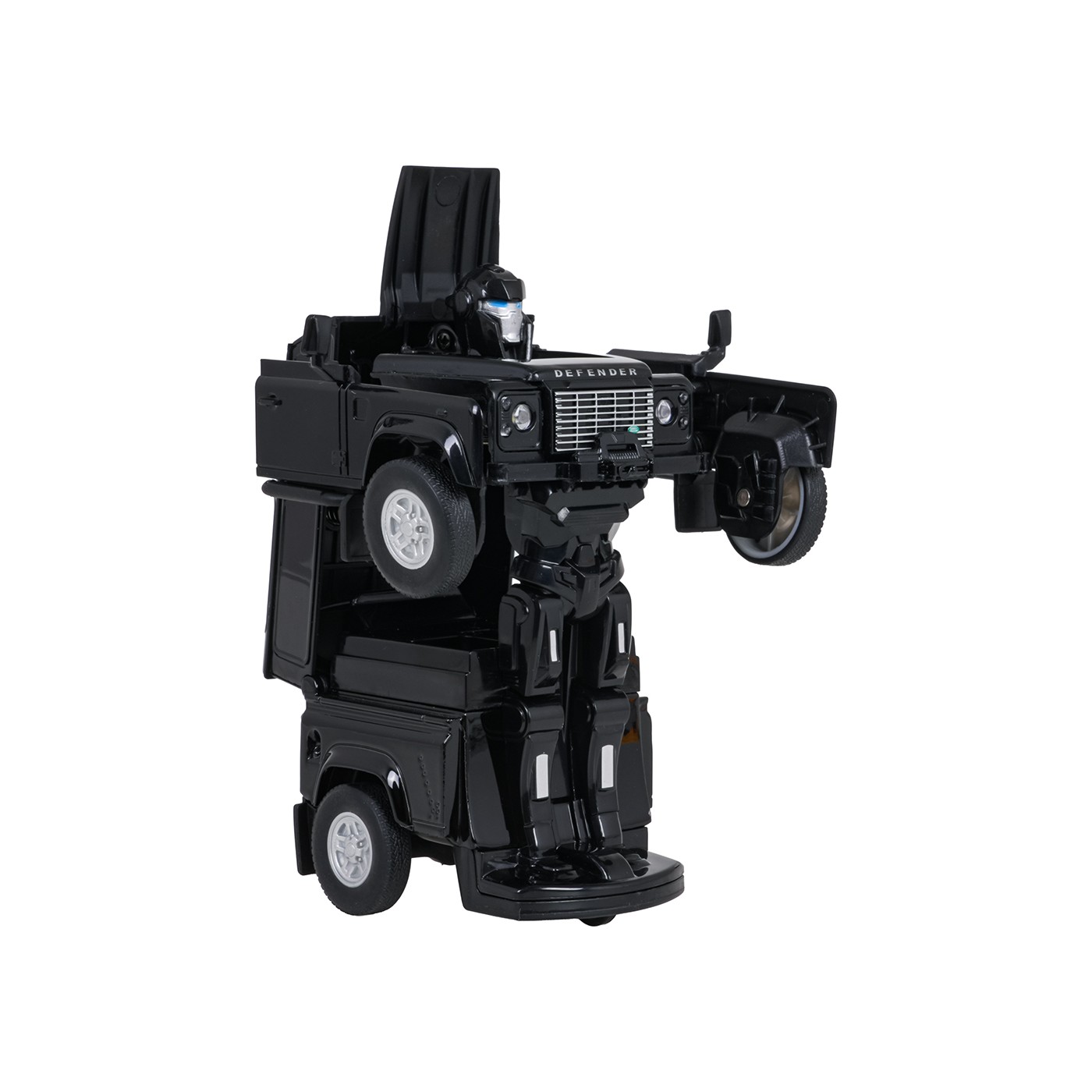 Kovové auto/robot 2v1 1:32 Land Rover Defender čierny RASTAR