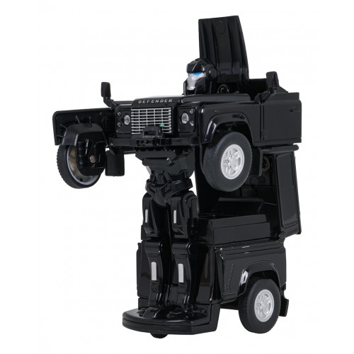 Kovové auto/robot 2v1 1:32 Land Rover Defender čierny RASTAR