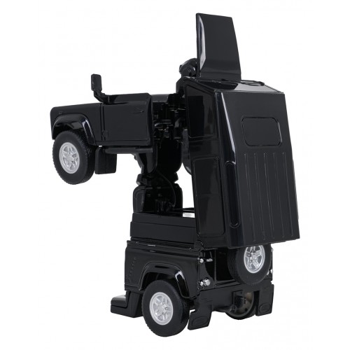 Kovové auto/robot 2v1 1:32 Land Rover Defender čierny RASTAR