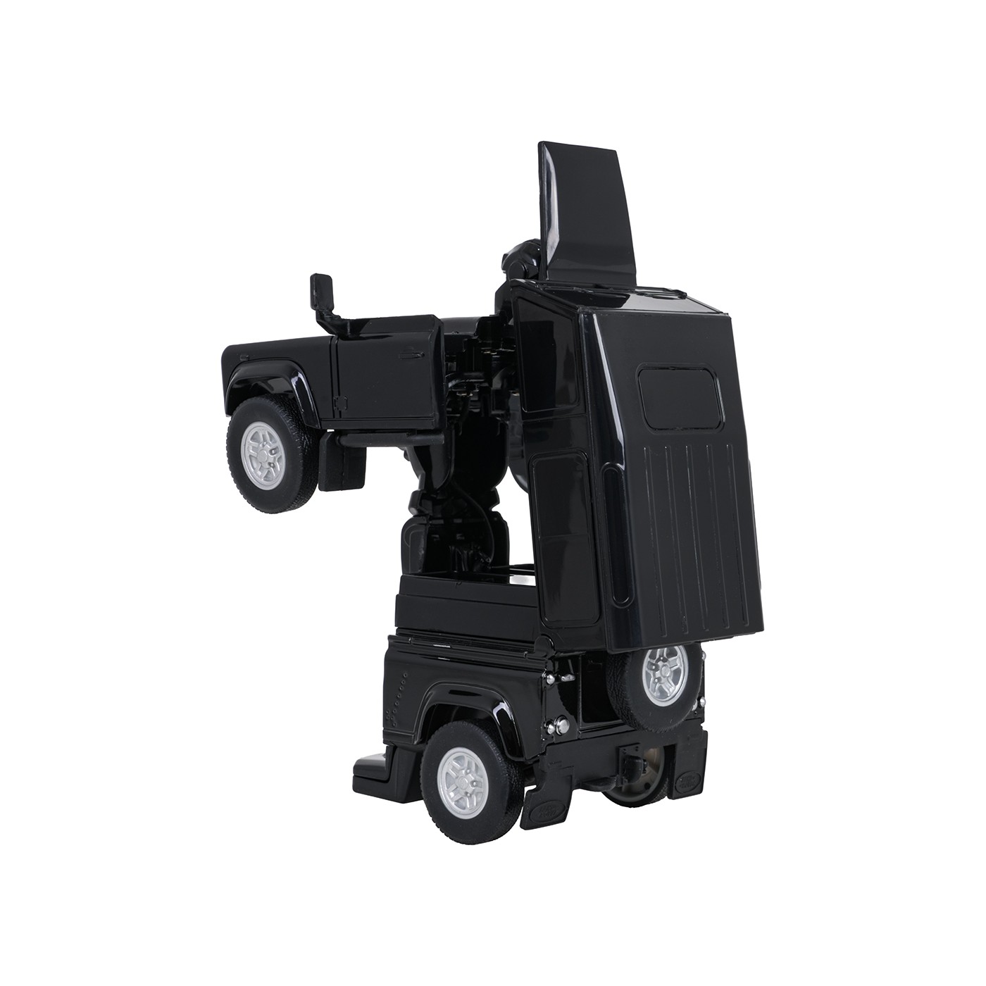 Kovové auto/robot 2v1 1:32 Land Rover Defender čierny RASTAR
