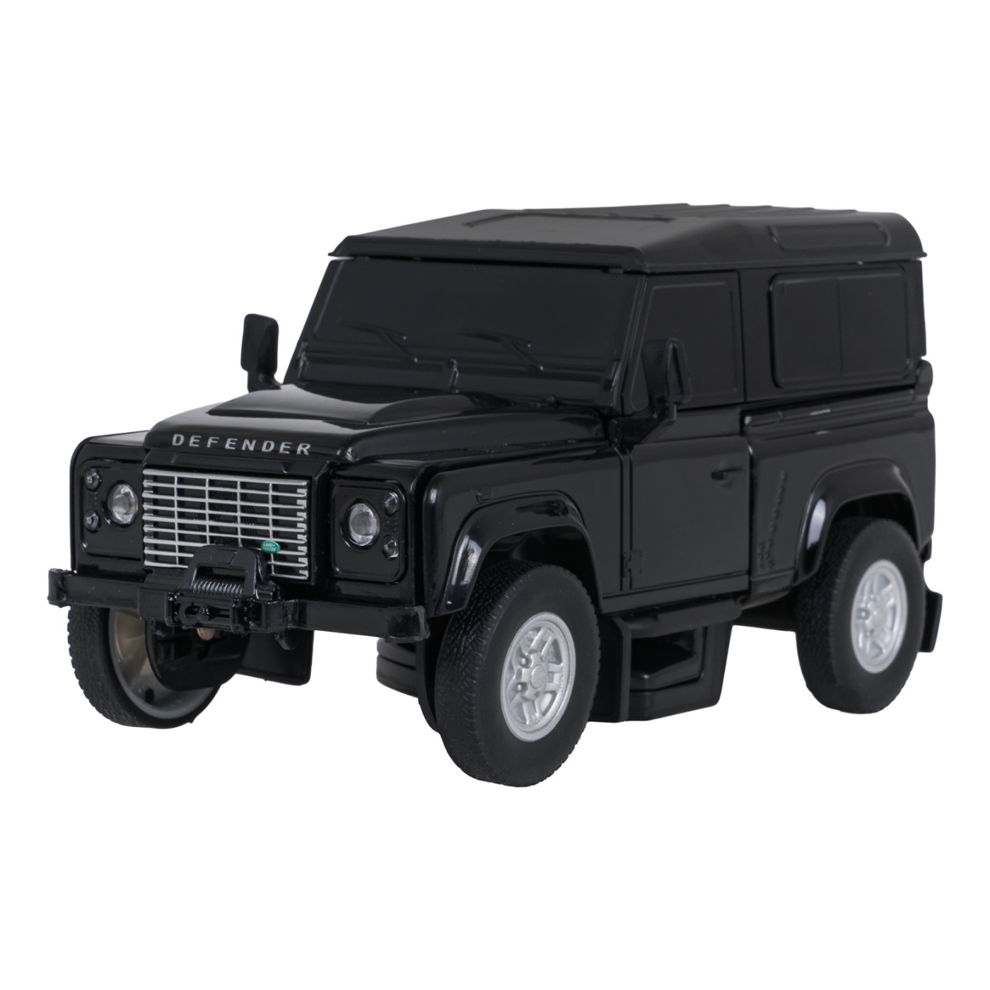 Kovové auto/robot 2v1 1:32 Land Rover Defender čierny RASTAR