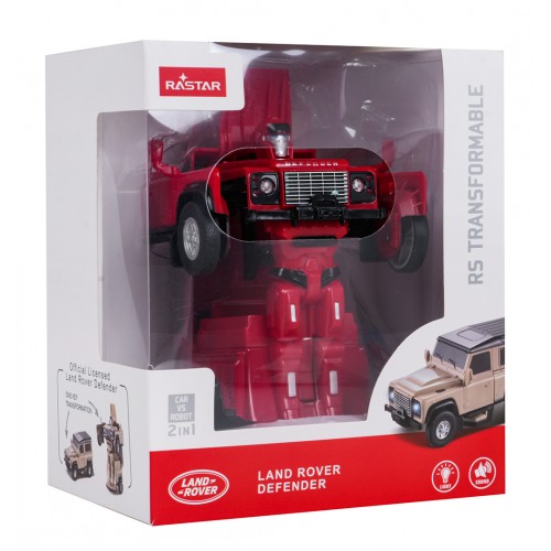 Kovové auto/robot 2v1 1:32 Land Rover Defender Červený RASTAR