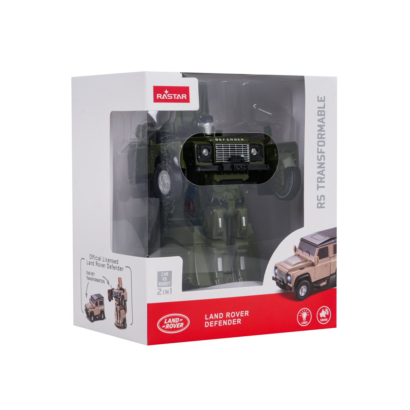 Autíčko/robot 2 v 1 v mierke 1:32 Land Rover Defender zelený RASTAR