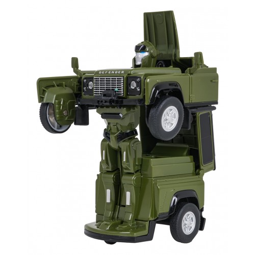 Kovové auto/robot 2v1 1:32 Land Rover Defender zelený RASTAR