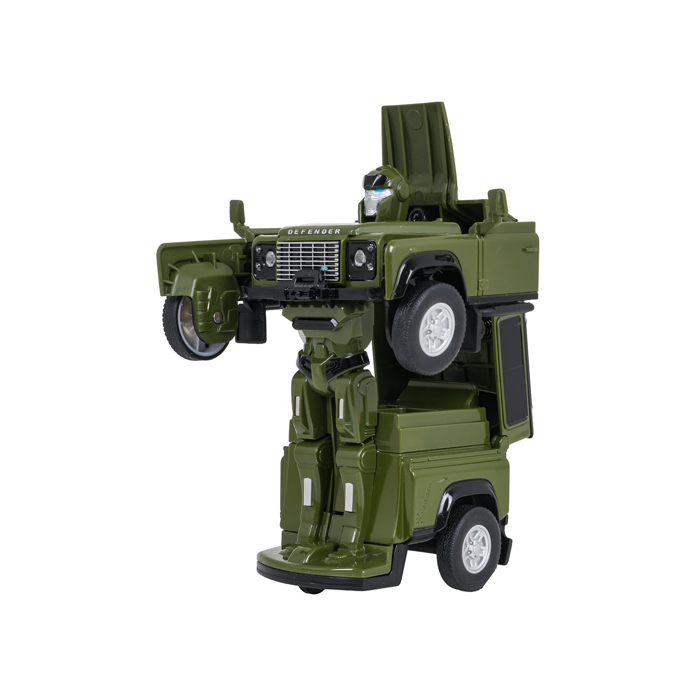 Kovové auto/robot 2v1 1:32 Land Rover Defender zelený RASTAR