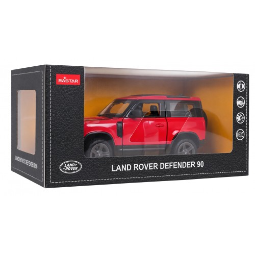 Kovové auto 1:24 Land Rover Defender 90 Červené RASTAR