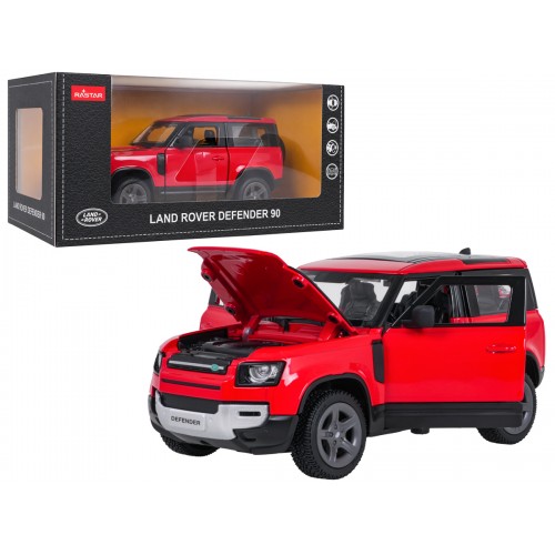 Kovové auto 1:24 Land Rover Defender 90 Červené RASTAR