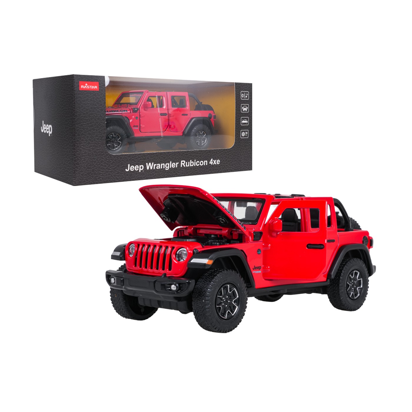 Kovové auto 1:32 Jeep Wrangler Rubicon Red RASTAR