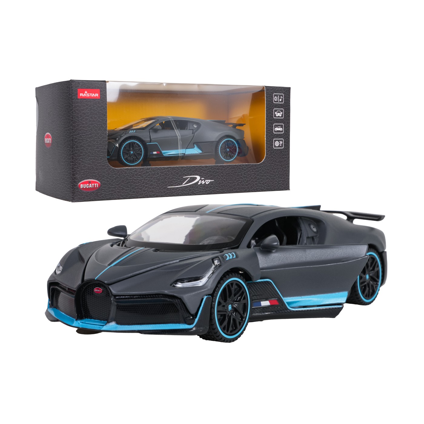 Kovové auto 1:32 Bugatti Divo Grey RASTAR