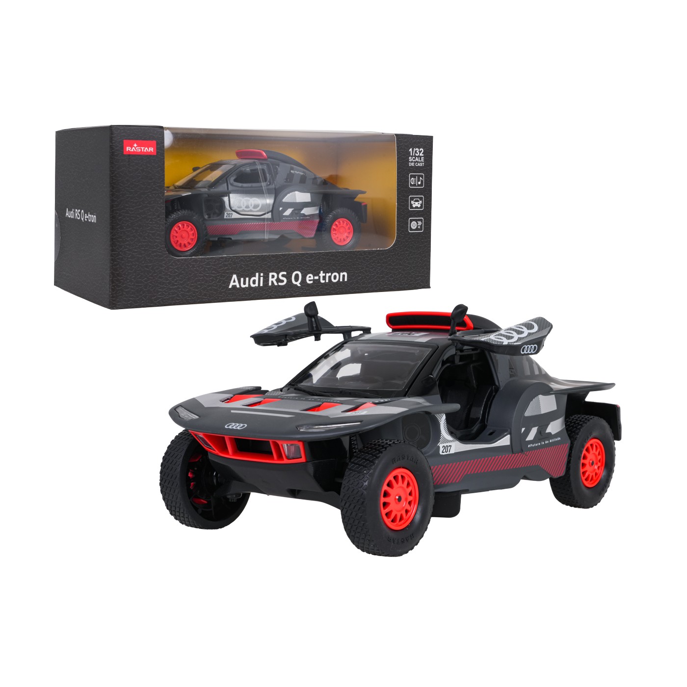 Kovové auto 1:32 AUDI RS Q e-tron sivé RASTAR