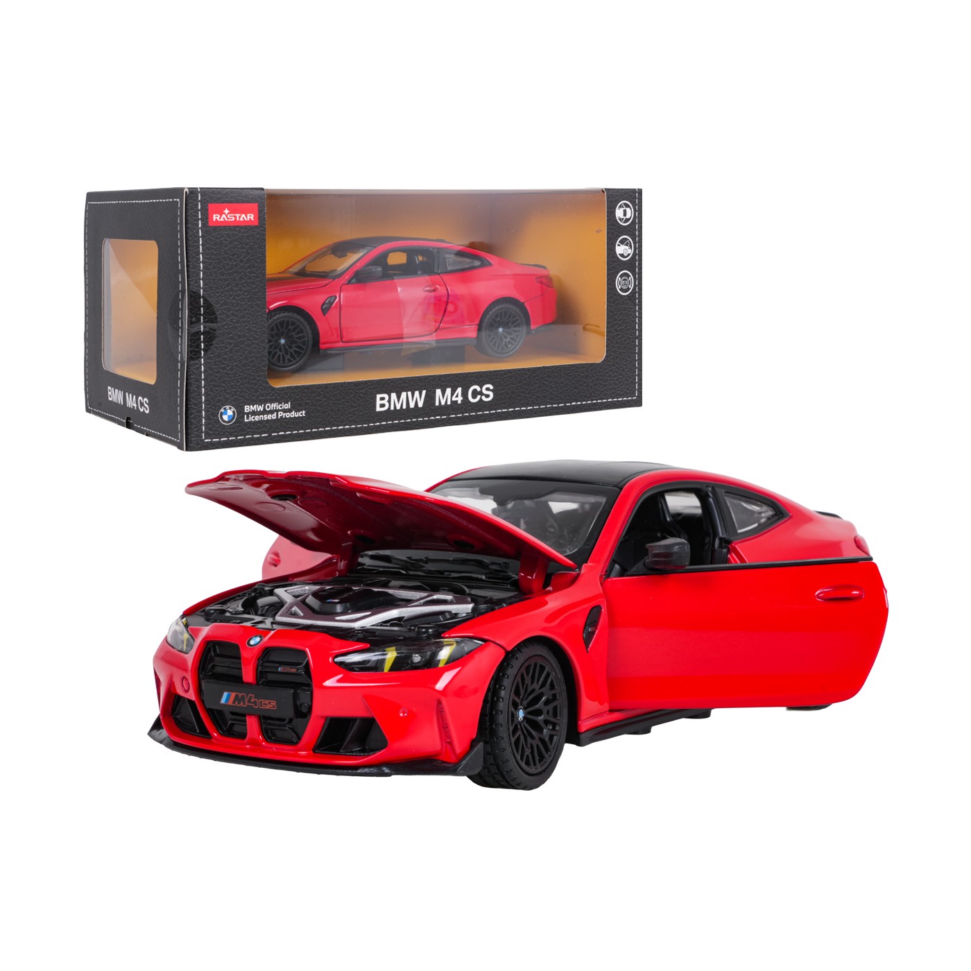 Kovové auto 1:24 BMW M4 CS červené RASTAR
