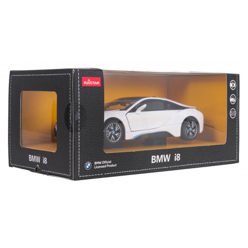 Kovové auto 1:24 BMW i8 bielej farby RASTAR