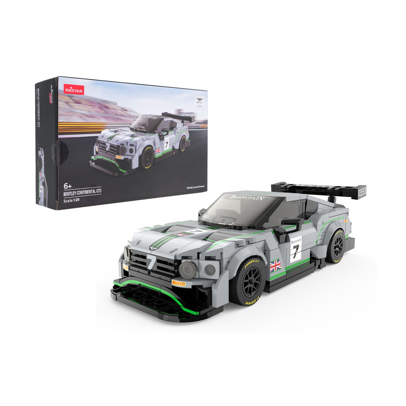 Autobloky 1:29 Bentley Continental GT3 sivý RASTAR