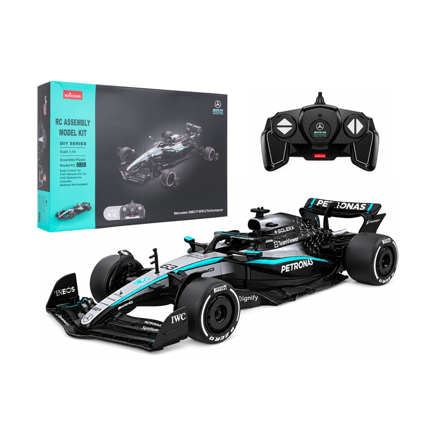 Stavebnica RC auta Mercedes-AMG F1 W16 E Performance 1:16 čierna RASTAR