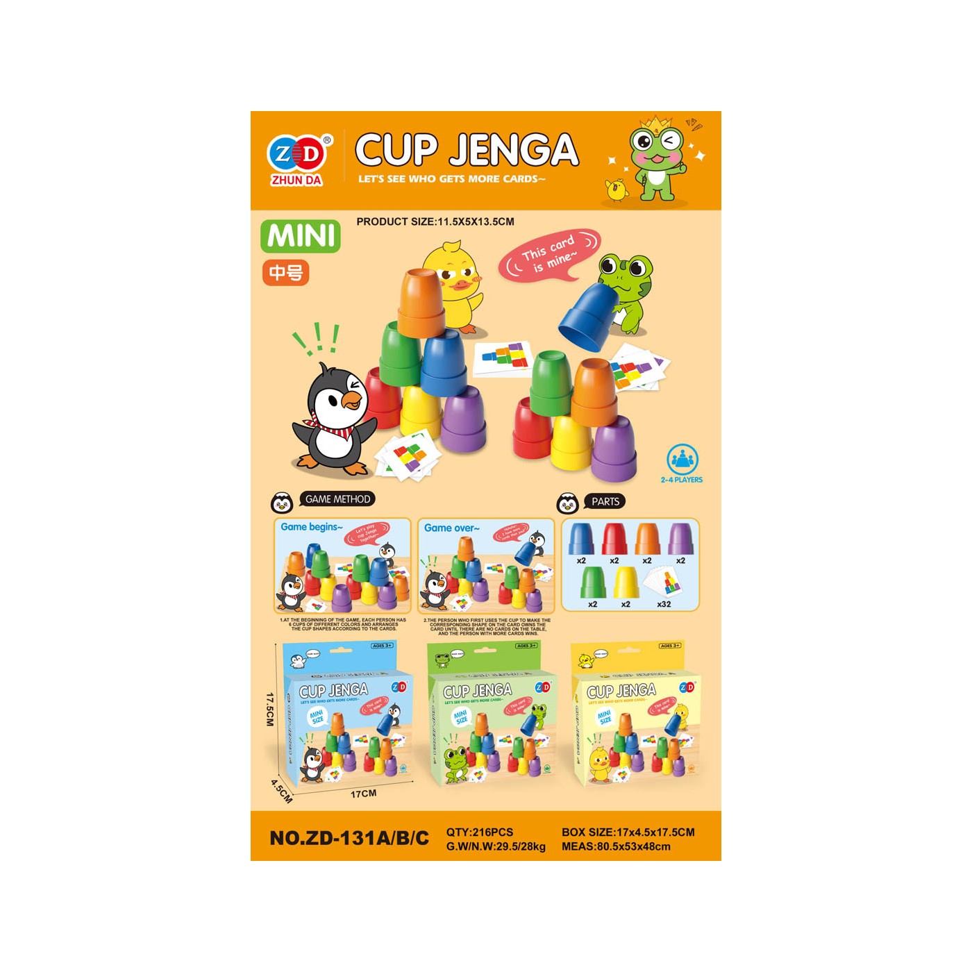 Arkádová hra MINI Cups + Cards Duck Edition