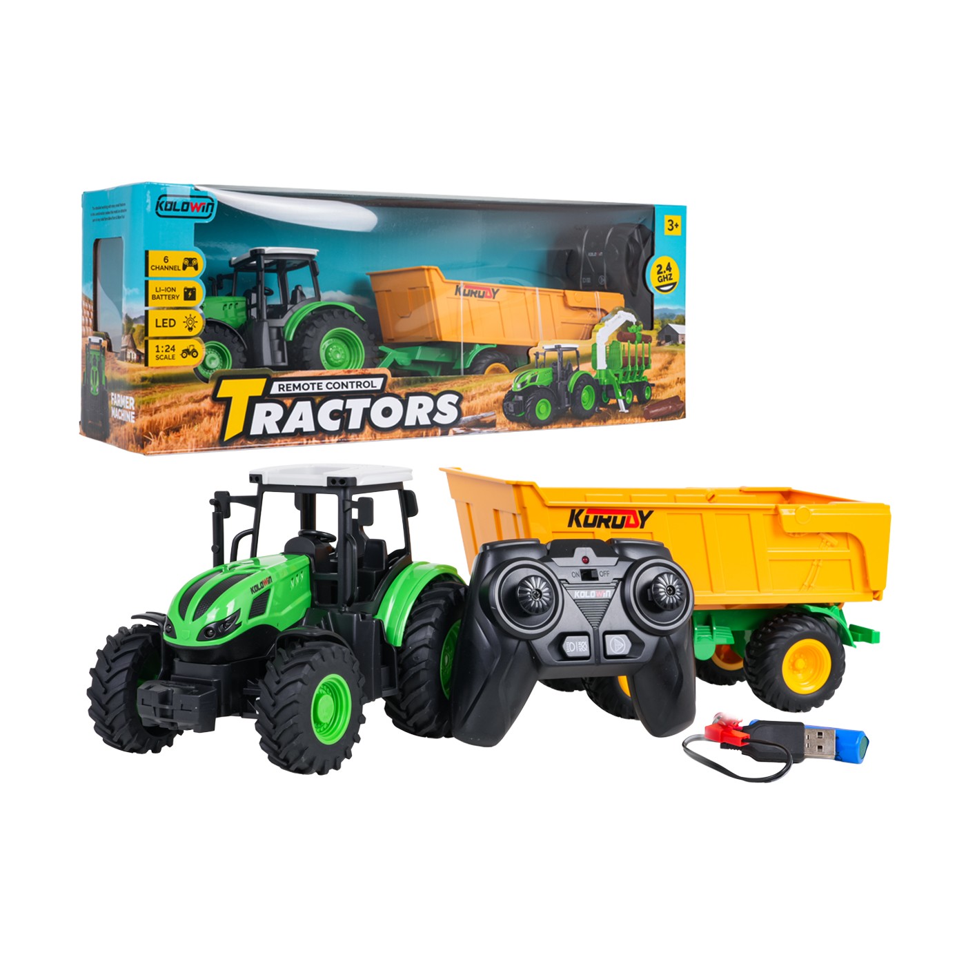 Ťahač s otvárateľným žltým návesom R/C 1:24