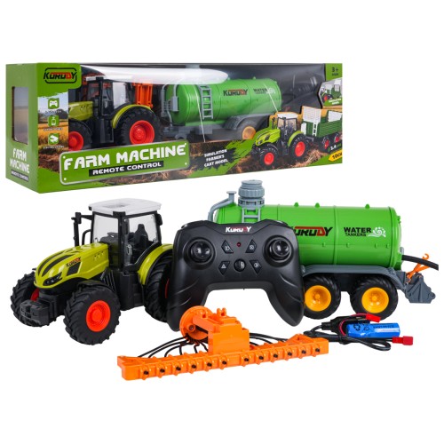 Zelený sudový traktor R/C 1:24