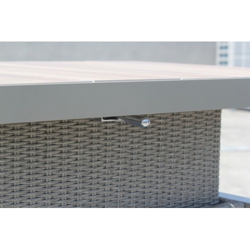 Sada rodinného záhradného nábytku Technorattan Sivý + Veľký Roh + Nastaviteľný Stôl + 13 Vankúšov