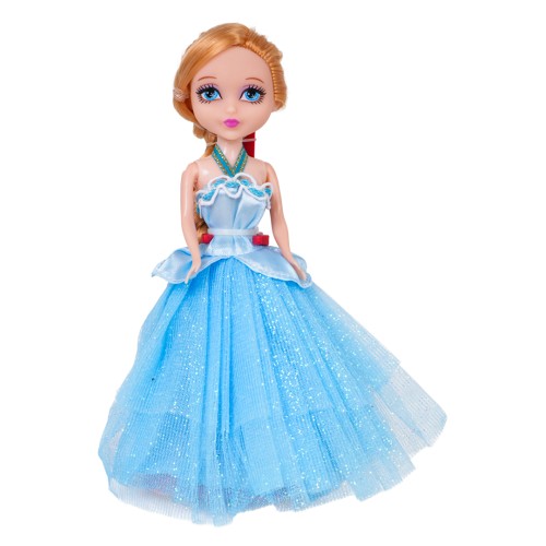 Modrý koč s bielym koňom + bábika malej princeznej