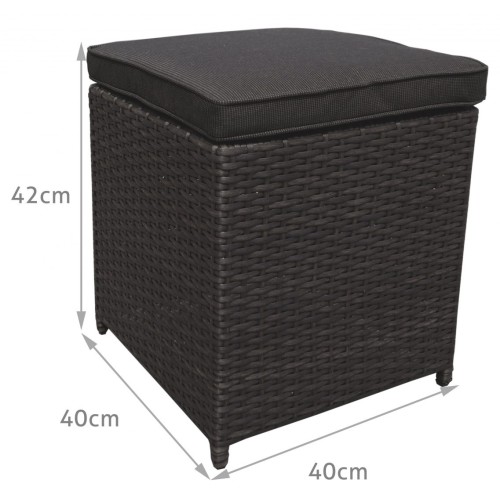 Sada záhradného nábytku 4v1 Technorattan Hnedý + Roh + Stôl + 2 Pufy + 15 Vankúšov